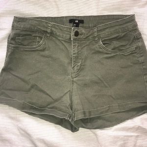 Green khaki jean shorts H&M
